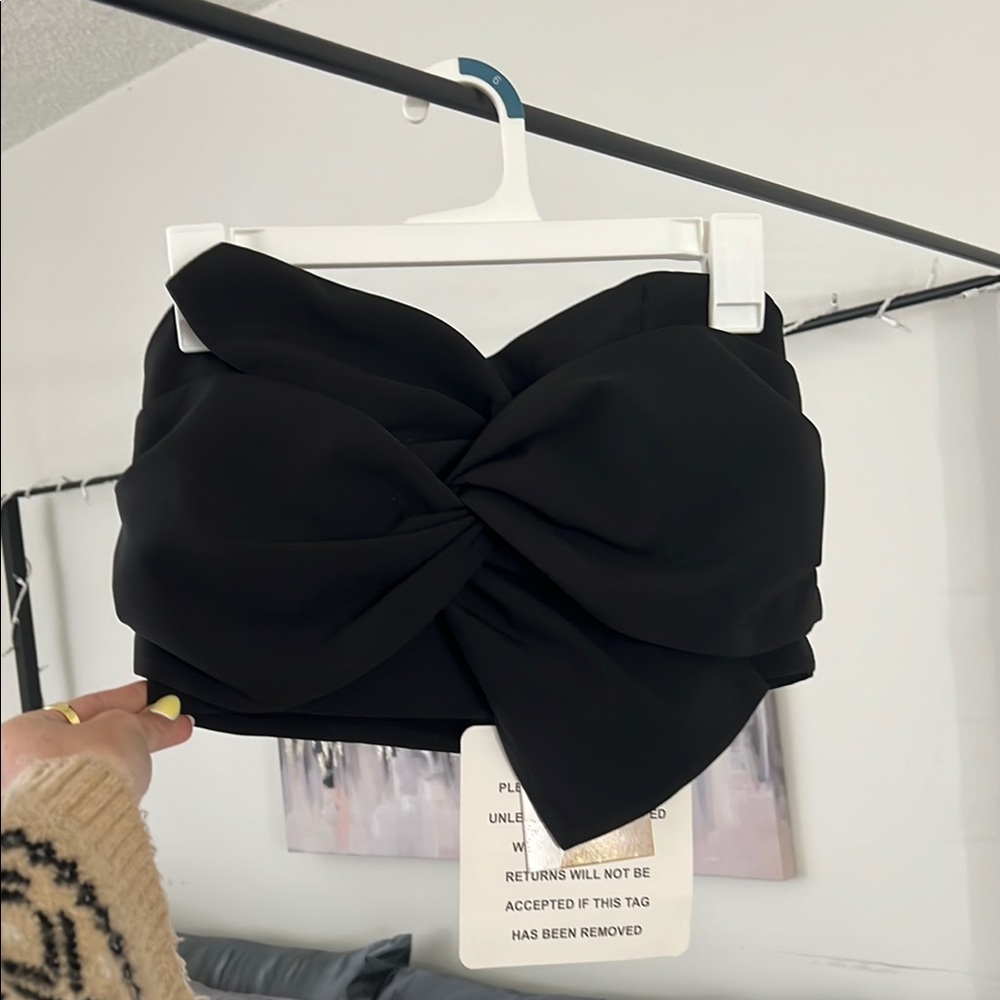 Black Bow Bandeau Top